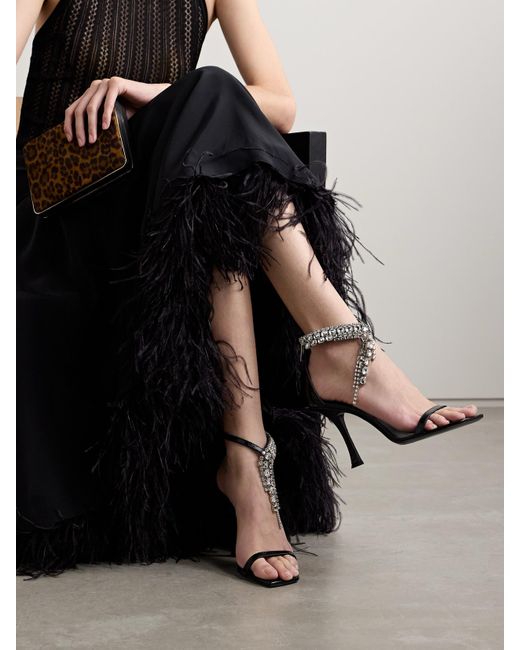 Jimmy Choo White Verity 100 Crystal-Embellished Leather Sandals