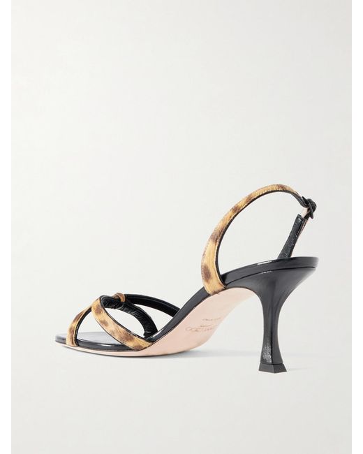 Jimmy Choo Metallic Elsy 70 Leopard-Print Calf Hair Slingback Sandals