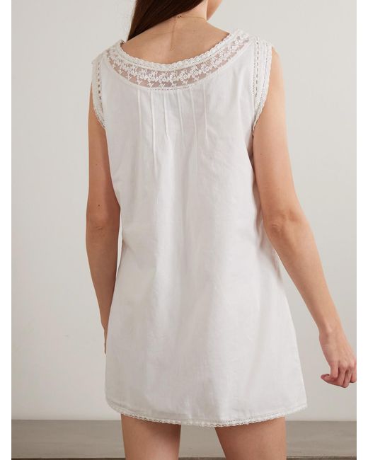 Posse White Danielle Lace-Trimmed Cotton Mini Dress