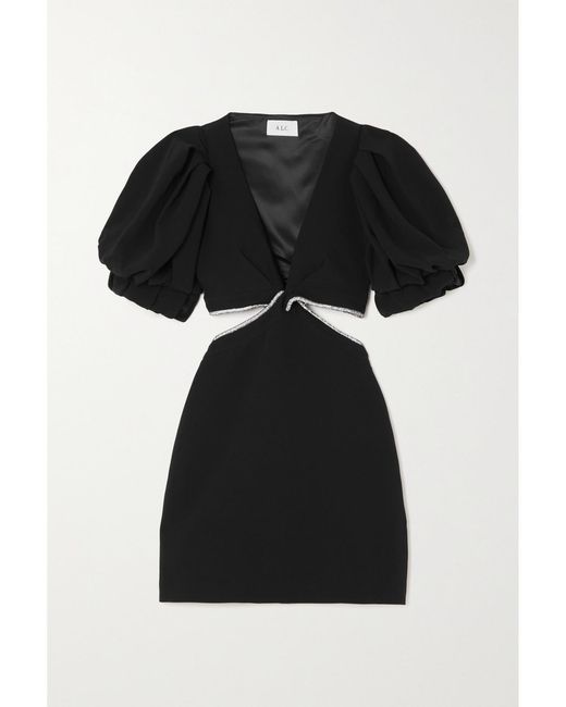 A.L.C. Black Hazel Crystal-Embellished Cutout Cady Mini Dress