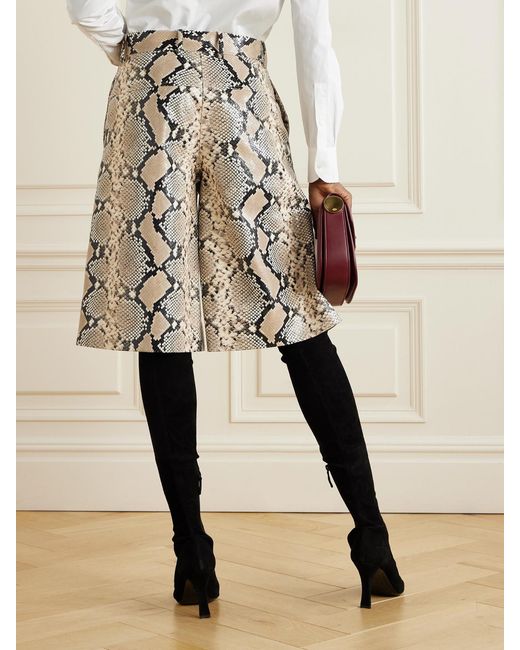 Jil Sander Natural Snake-Effect Leather Shorts