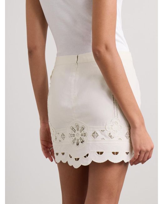 Isabel Marant Natural Palmira Scalloped Broderie Anglaise Cotton Mini Skirt