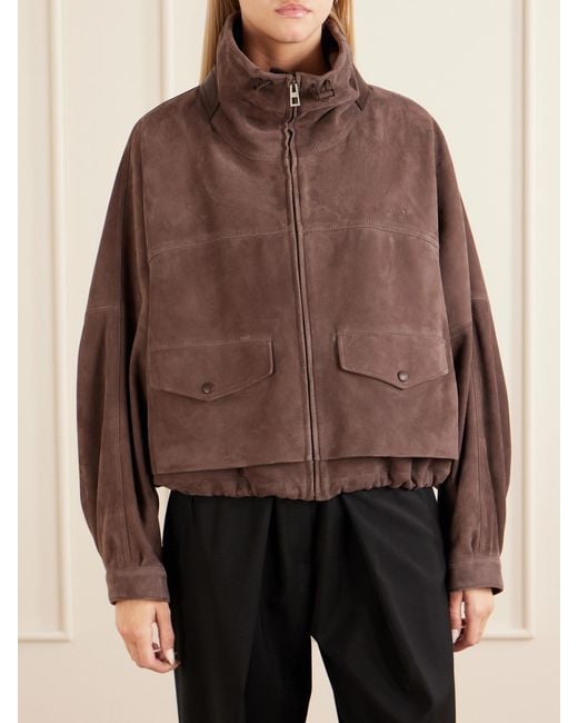 Loewe Brown Anagram-Embroidered Suede Jacket