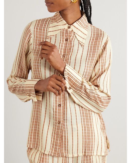 Alix Of Bohemia Natural Dana Striped Woven Shirt