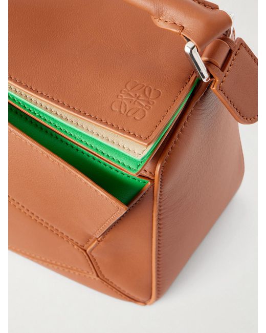 Loewe Brown Puzzle Layers Small Leather Shoulder Bag