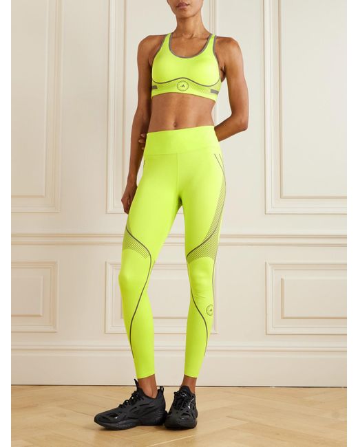 Adidas By Stella McCartney Yellow Truepace Cold.Rdy Neon Recycled-Stretch Leggings