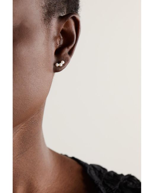 Mateo Natural Trio 14-Karat Pearl Earrings