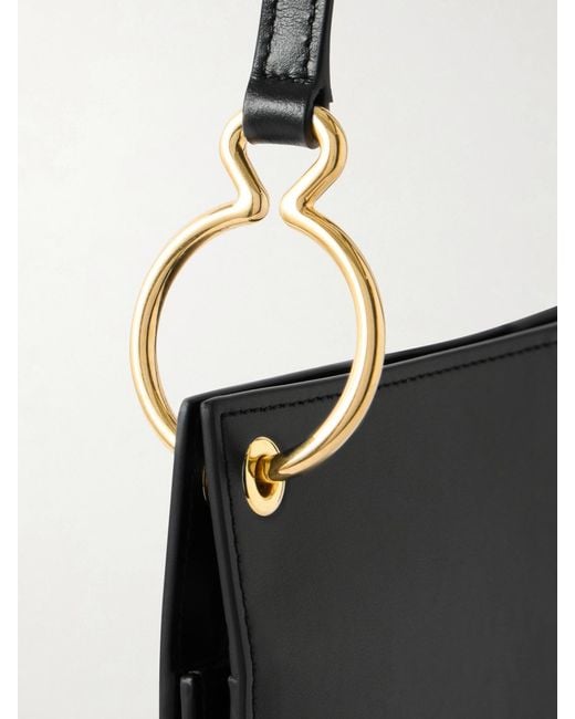 Jil Sander Black Otto Medium Leather Shoulder Bag