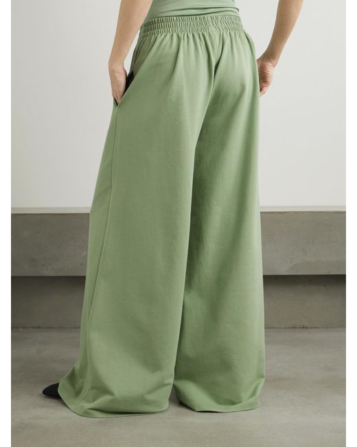 Norma Kamali Green Elephant Hose Mit Weitem Bein Aus Stretch-Baumwoll-Jersey