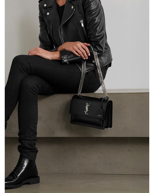 Saint Laurent Black Sunset Medium Leather Shoulder Bag