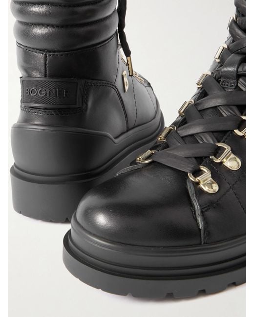 Bogner Black St. Moritz 14 Schnürstiefel Aus Leder Mit Shearling-Futter