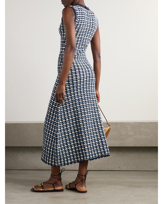 Escvdo Blue Pacifico Maxikleid Aus Gehäkelter Baumwolle