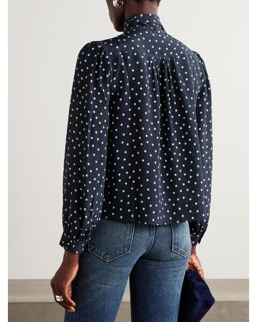Rixo Blue Melaina Schluppenbluse Aus Seide Mit Polka-Dots