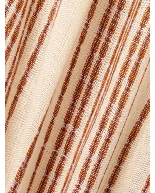 Alix Of Bohemia Natural Diana Penny Striped Linen-Jacquard Straight-Leg Pants