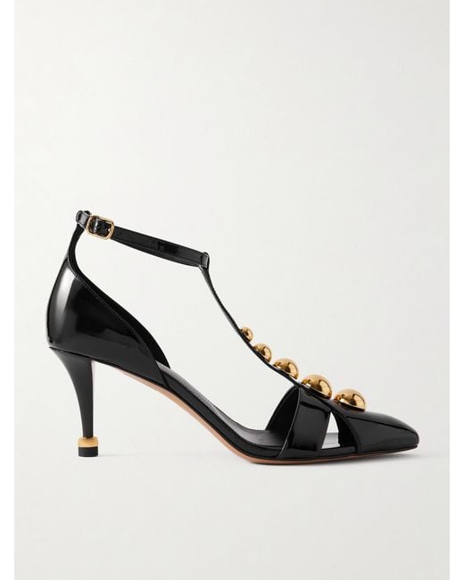 Chloé Black Cleiat Embellished Patent-Leather Pumps