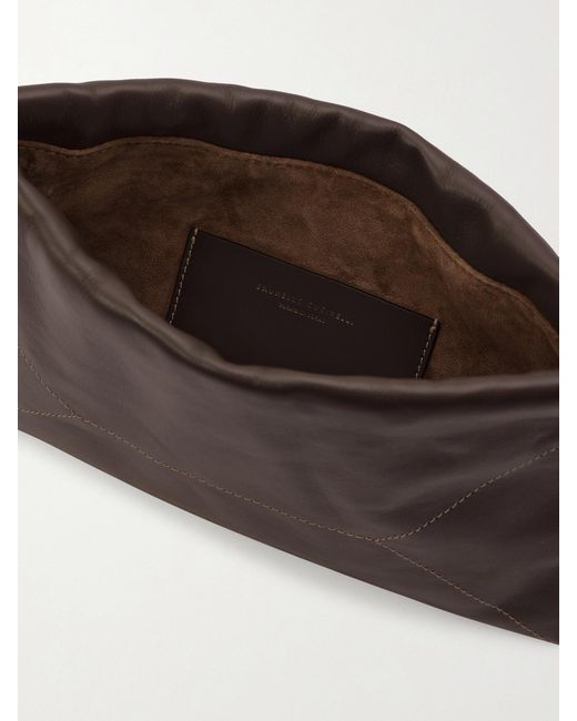 Brunello Cucinelli Brown Embellished Leather Shoulder Bag