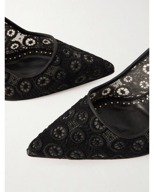Manolo Blahnik Black Bb 90 Satin-Trimmed Lace Pumps