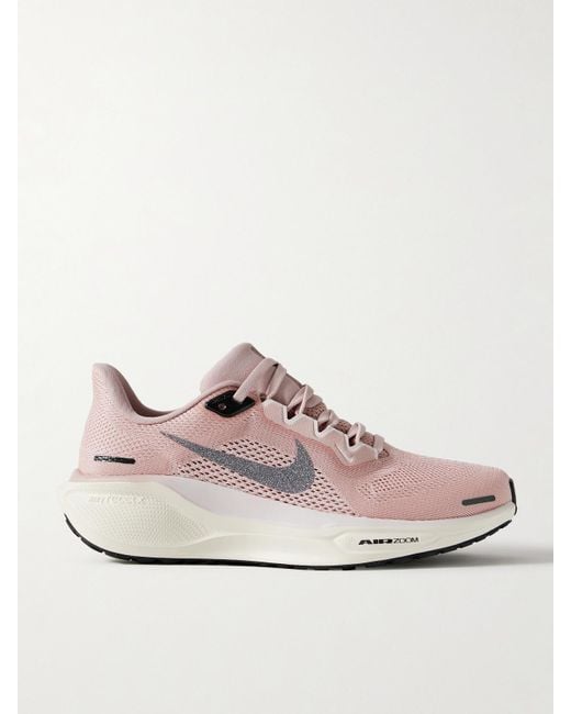 Nike Pink Air Zoom Pegasus 41 Prm Glitter-Trimmed Mesh Sneakers