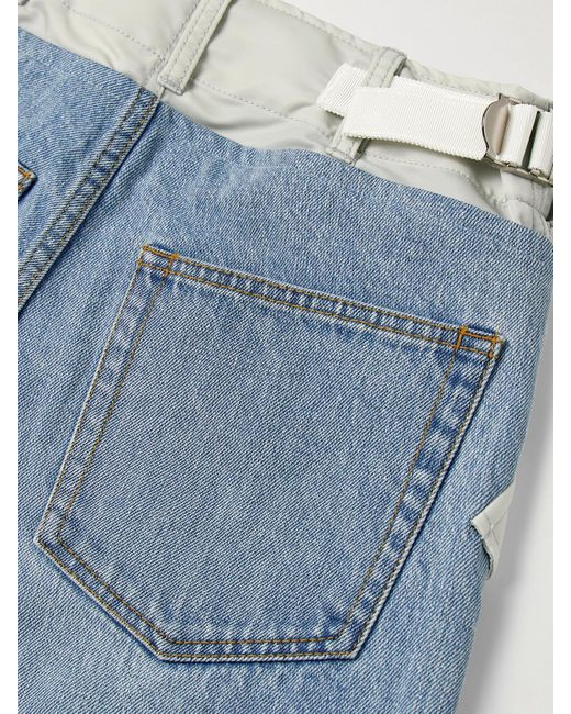 Sacai Blue Halbhohe Jeans Mit Geradem Bein Und Shell-Besätzen