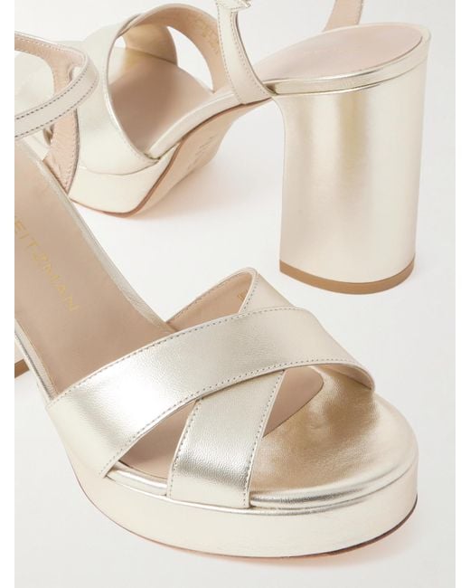Stuart Weitzman Natural Dayna Plateausandalen Aus Metallic-Leder