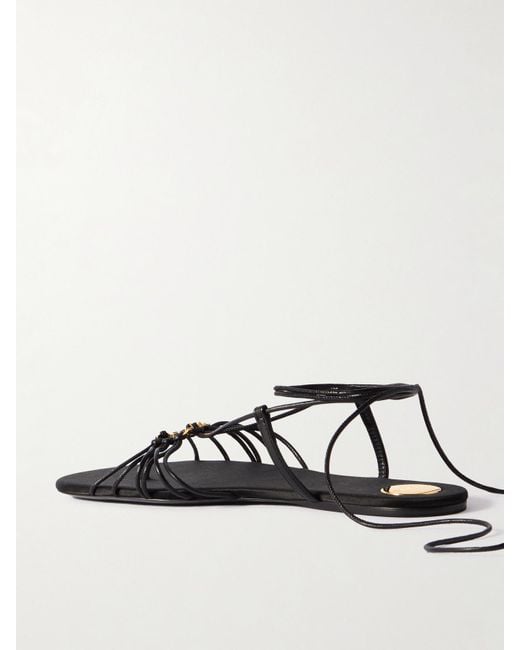 Saint Laurent Black Babylone Logo-Embellished Leather Sandals
