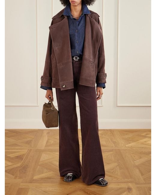 Loewe Brown Double-Breasted Suede Jacket
