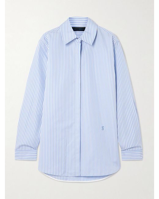Proenza Schouler Blue Hunter Striped Cotton And Silk-Blend Poplin Shirt