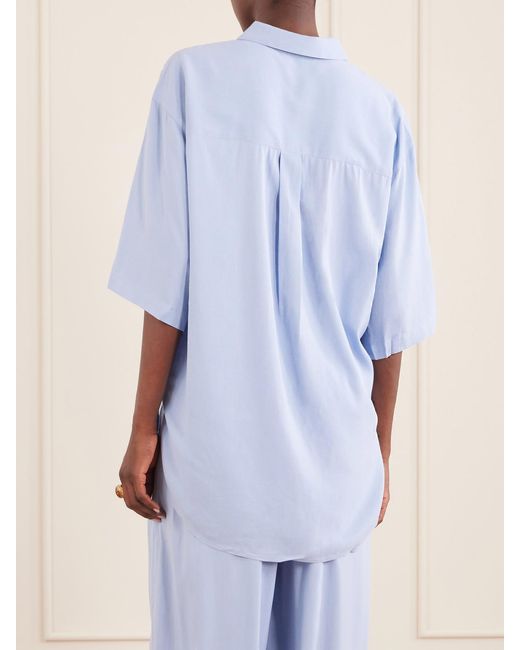 Jamie Haller Blue Elbow Silk Shirt
