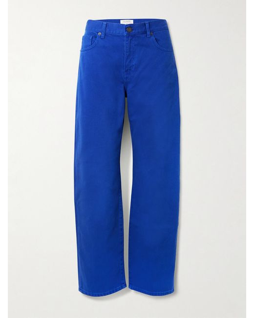 La Ligne Blue Marilyn Striped Mid-Rise Straight-Leg Jeans