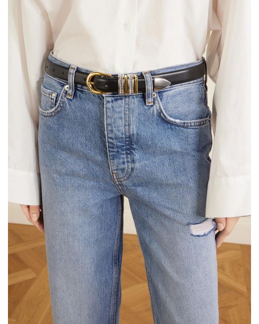DEHANCHE Black Hollyhock Stone Embellished Leather Belt