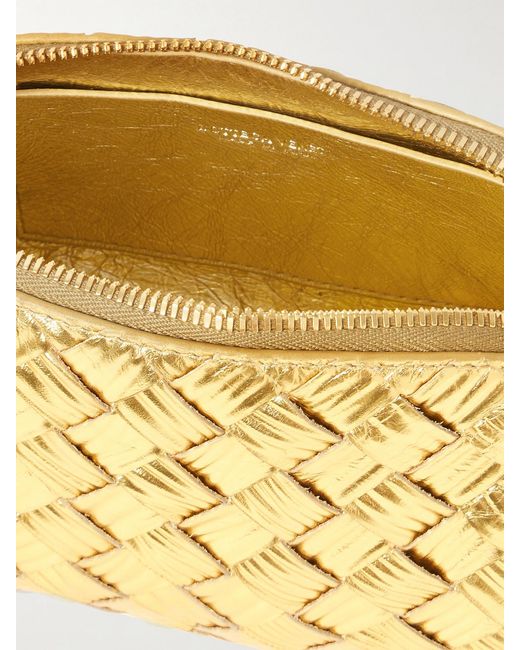 Bottega Veneta Concert Pouch Intrecciato Metallic Textured-Leather Shoulder Bag