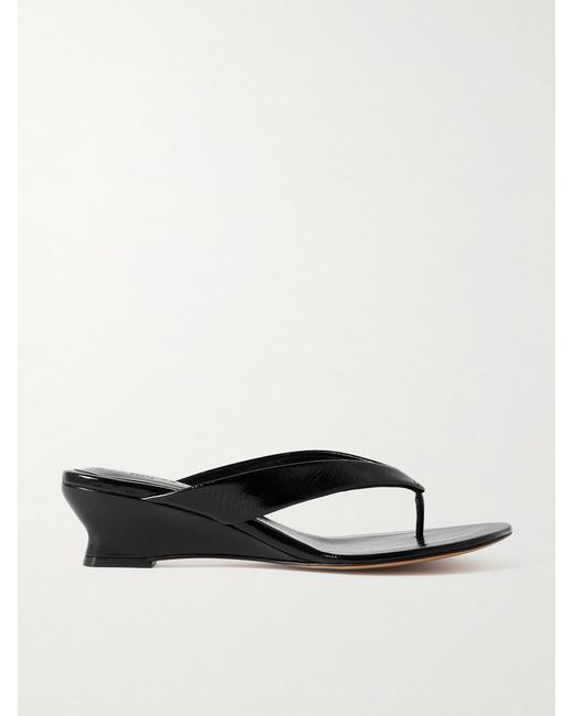 Le Monde Beryl White Eel-Effect Leather Wedge Sandals