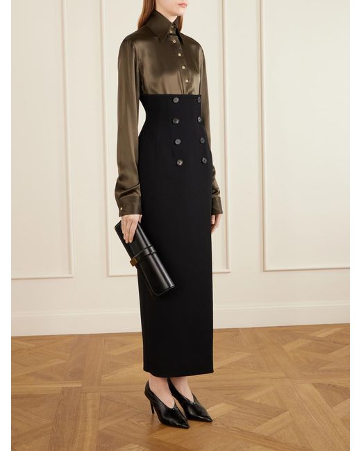 Khaite Green Ivy Silk-Satin Shirt