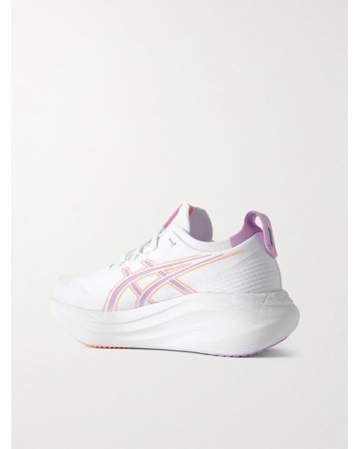 Asics White Gel-Nimbus 27 Sneakers Aus Mesh Mit Lederbesätzen