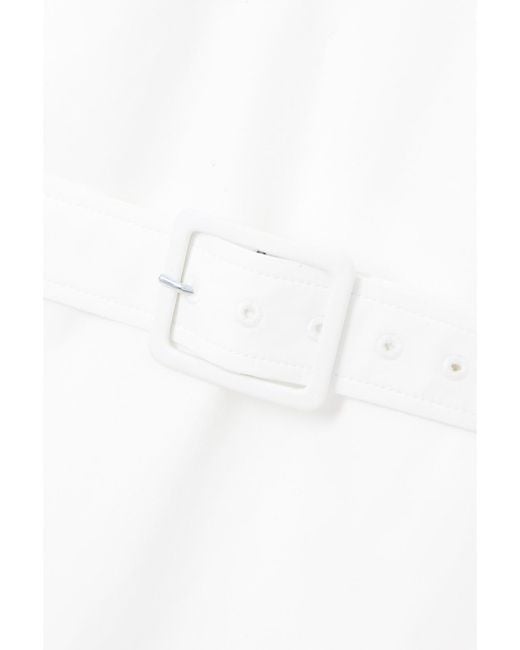 Chloé White Net Sustain Belted Organic Cotton-Poplin Mini Dress