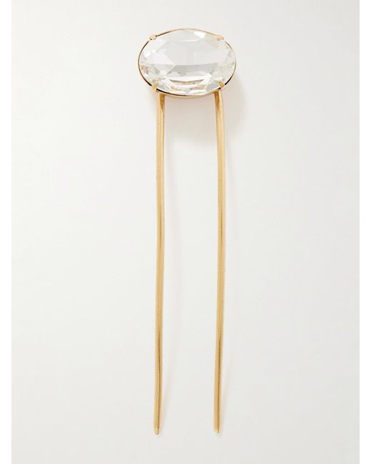 Jennifer Behr White Gemma-Plated Crystal Hair Pin