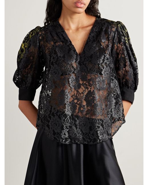 Maison Mayle Black Juana Joya Metallic Lace Blouse