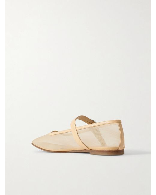 Le Monde Beryl Natural Mary-Jane-Ballerinas Aus Mesh Mit Lederbesätzen