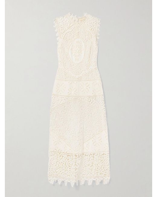Ulla Johnson White Flora Guipure Lace-Trimmed Linen Maxi Dress