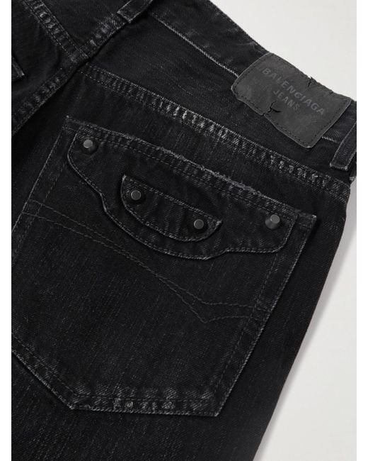 Balenciaga Black City Studded Low-Rise Straight-Leg Jeans