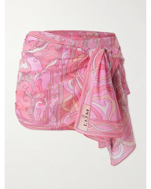 Emilio Pucci Pink Printed Cotton-Voile Pareo