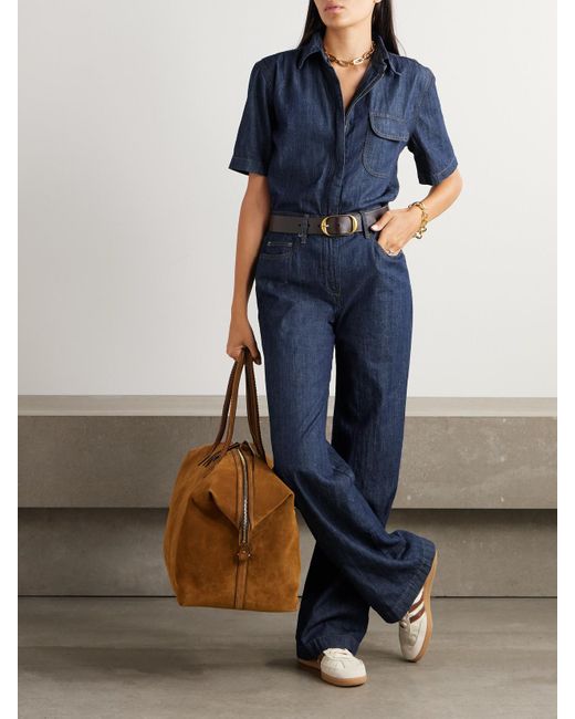 Rivet Utility Blue Girlfriend Denim Jumpsuit