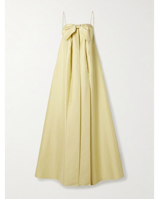 BERNADETTE Yellow Estelle Bow-Embellished Taffeta Gown