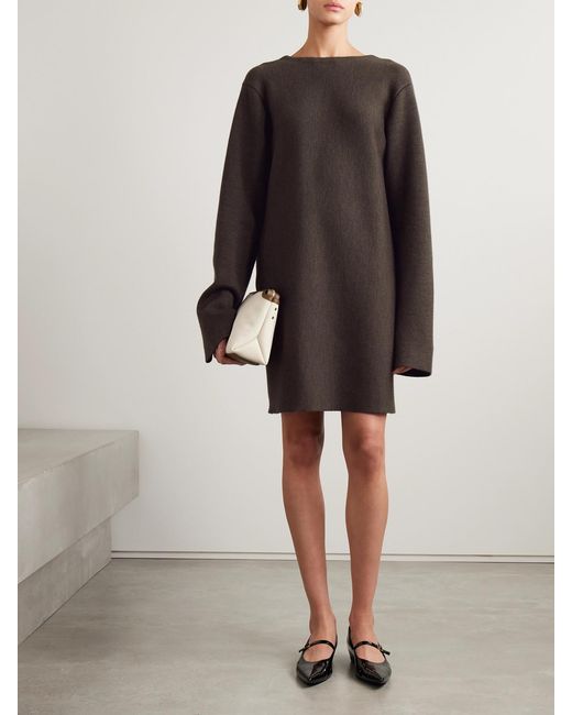 Khaite Black Elle Wool-Blend Mini Dress