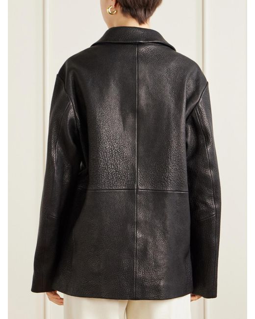 Rohe Black Paneled Textured-Leather Jacket