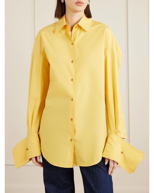 OSSOU Yellow Wren Cotton-Poplin Shirt