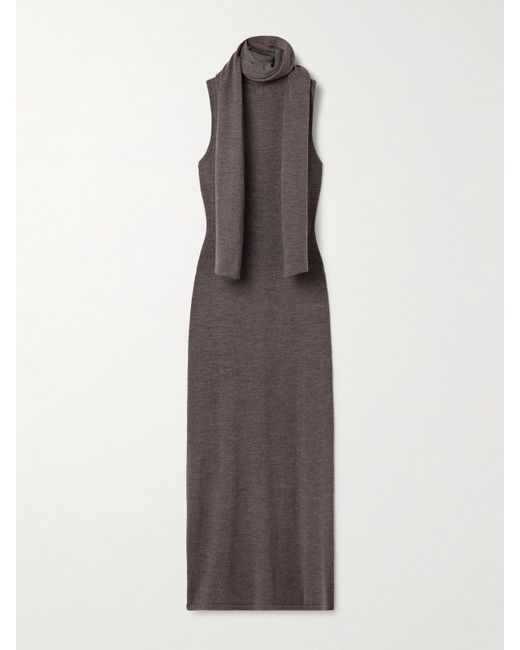 Robe Midi En Laine À Col Roulé Et À Écharpe Canal Staud en coloris Brown