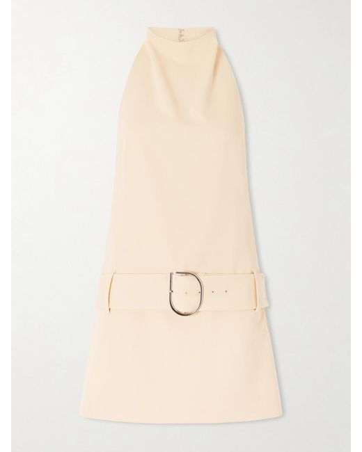 Sir Natural Sabina Belted Draped Woven Halterneck Mini Dress