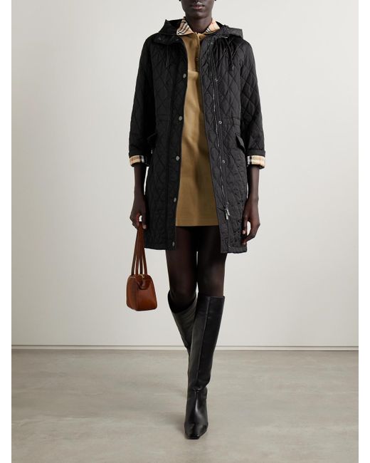 Burberry Black Wattierte Kapuzenjacke Aus Gestepptem Shell