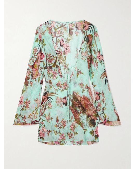 Skims Multicolor Roberto Cavalli Long Sleeve Mini Dress